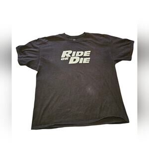 2XL Men's Black Ride or Die T-Shirt, Small Mark On Front